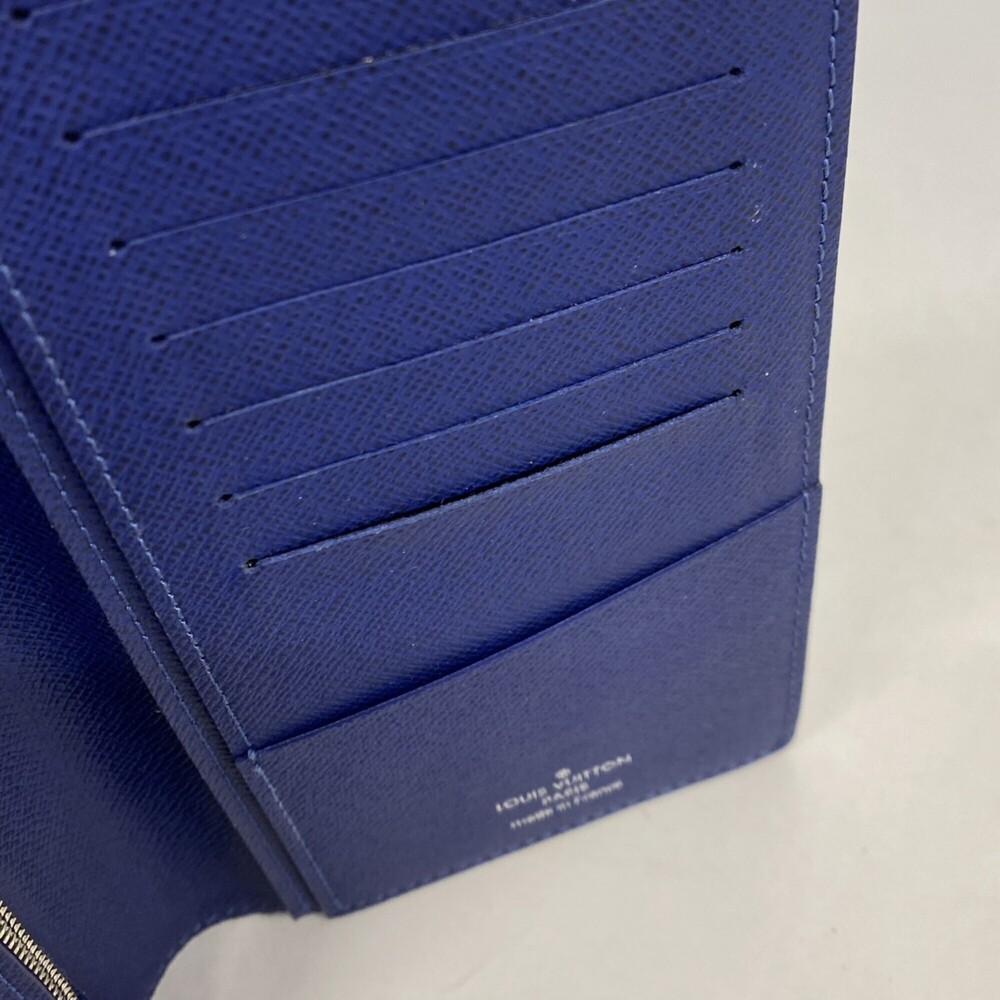 Louis Vuitton Taiga Rama Portefeuille Brazza Long Wallet M30297 Cobalt Men's - Picture 8 of 11